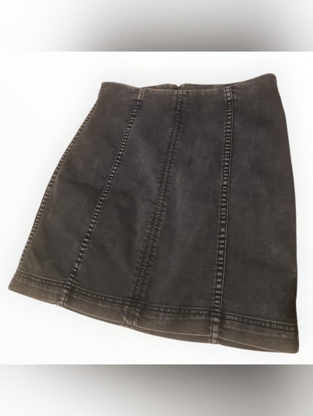 Free People Modern Femme Washed Grey Denim Mini Skirt